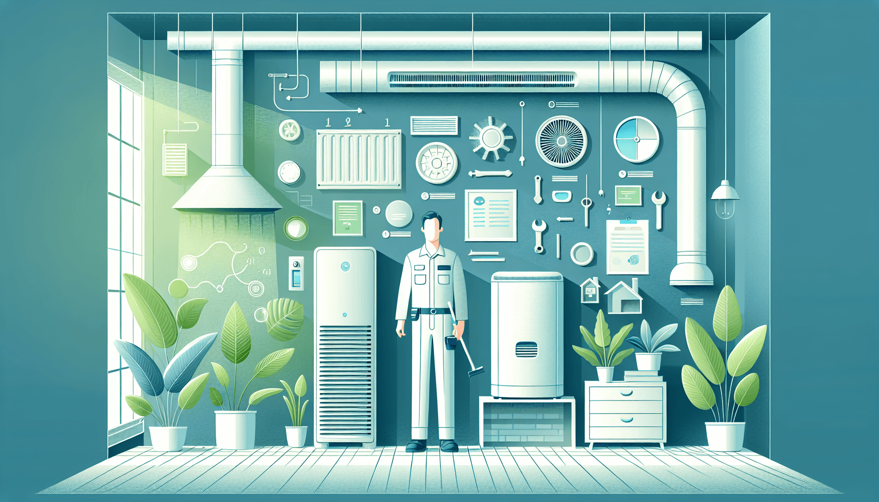 Illustration of clean indoor air solutions in a home